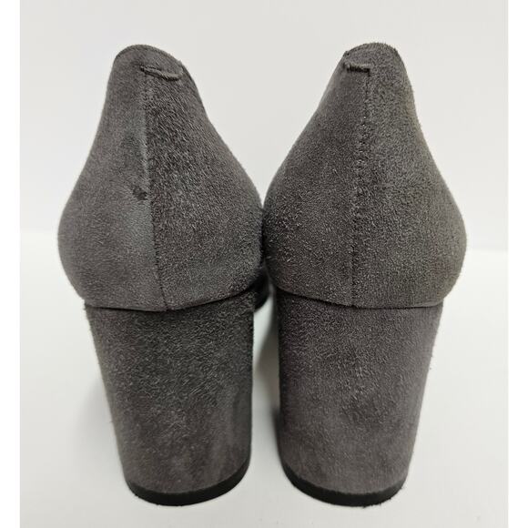 Gray Suede Johnston & Murphy Wrapped Block Heel Pointy Toe Pumps Size 8M - Picture 3 of 9